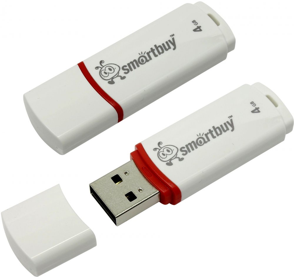 Внешний накопитель 4Gb USB Drive <USB2.0> Smartbuy Crown White (SB4GBCRW-W)