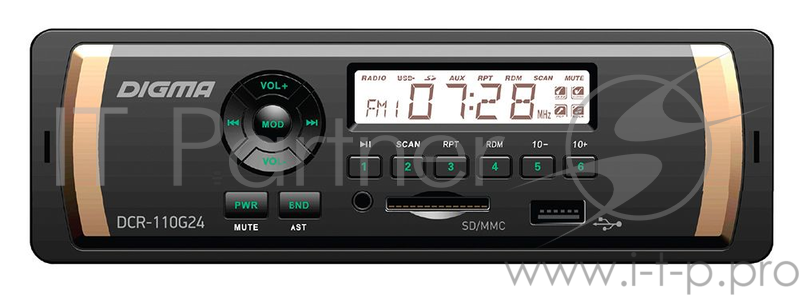 Автомагнитола Digma DCR-110G24 1DIN 4x45Вт