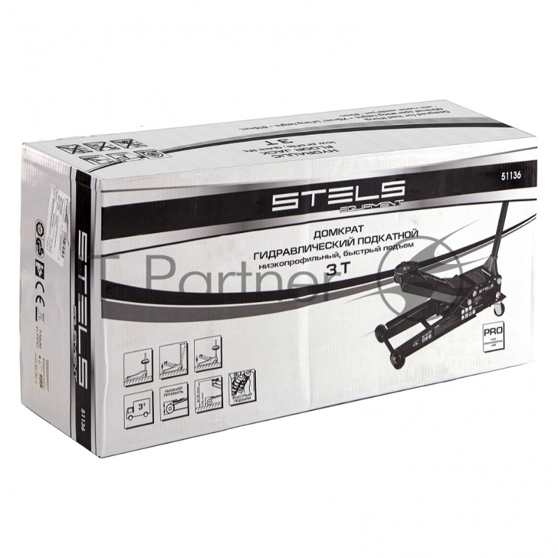Домкрат гидравлический подкатной STELS 51136, быстрый подъем 3т low profile quick lift 75-515мм про