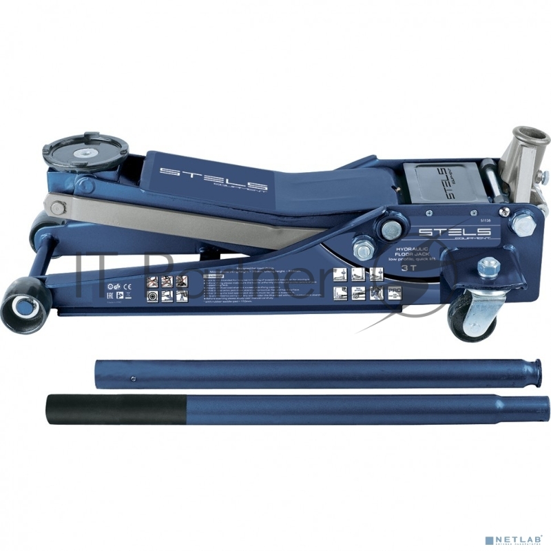 Домкрат гидравлический подкатной STELS 51136, быстрый подъем 3т low profile quick lift 75-515мм про