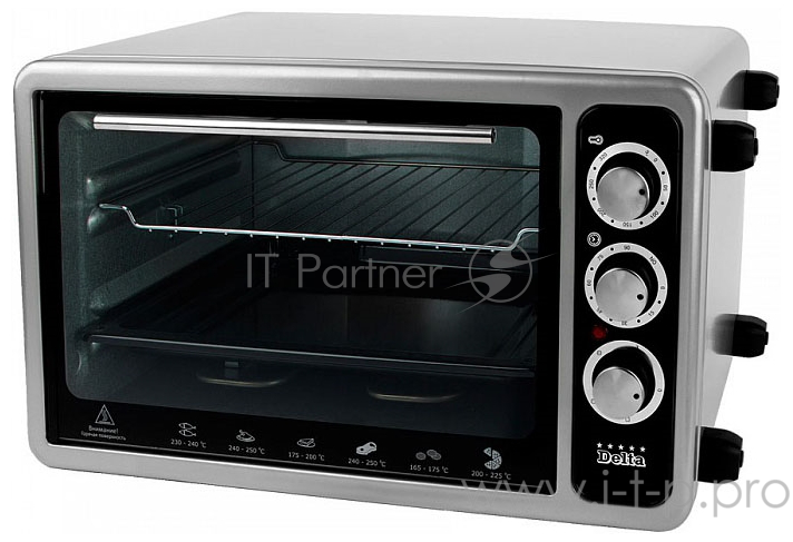 Мини-печь DELTA DL-25A серый (Духовка электрическая 2в1 D-025А с функцией пригот-я шашлыка, серая. Мощность 1300 Вт. Внутр. объем 40 л. Верхний и нижний нагреват. элементы. Тен повышенной мощности. 7 шампуров. Гриль. Откидные ножки для режима пригот