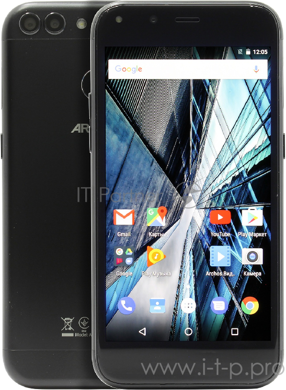 Смартфон Archos Sense 50 DC Mediatek MT6737 (1.5Ghz)/ 5'' IPS 1280x720/ RAM 2Gb/ 16Gb/ 4G LTE/ Dual SIM/ Finger print sensor/ MicroSD slot/ WiFi/ BT/ Dual Cam 13MP+2MP/ 2400 mAh/ Android 7.0/ Black