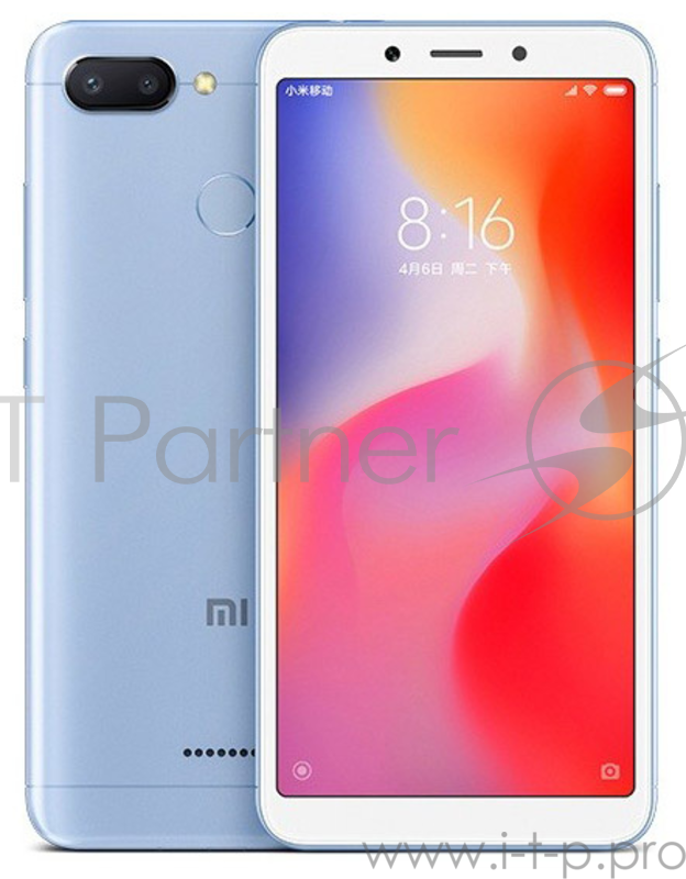 Смартфон Xiaomi Redmi 6 32Gb 3Gb голубой моноблок 3G 4G 2Sim 5.45