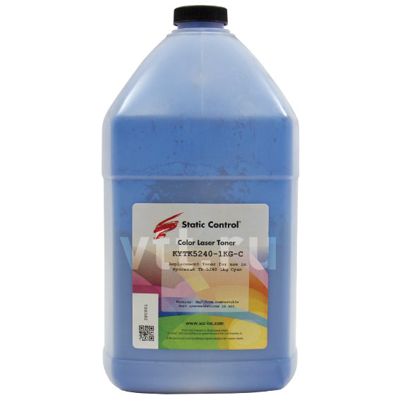 Тонер Static Control KYTK5240-1KG-C голубой флакон 1000гр. для принтера Kyocera ECOSYS P5026/M5526