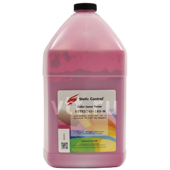 Тонер Static Control KYTK5240-1KG-M пурпурный флакон 1000гр. для принтера Kyocera ECOSYS P5026/M5526