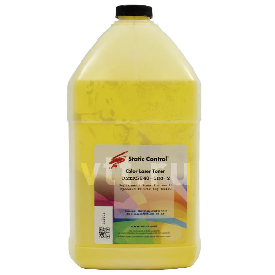 Тонер Static Control KYTK5240-1KG-Y желтый флакон 1000гр. для принтера Kyocera ECOSYS P5026/M5526