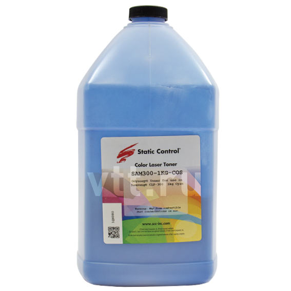 Тонер Static Control SAM300-1KG-COS голубой флакон 1000гр. для принтера Samsung CLP 300