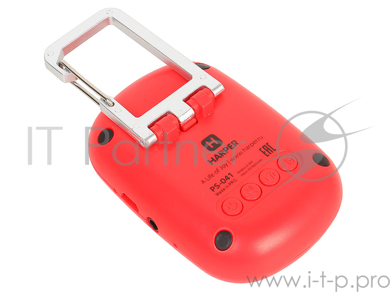 Беспроводная BT-Колонка HARPER PS-041 Red (Bluetooth/до 7 часов/2 Вт/микрофон)