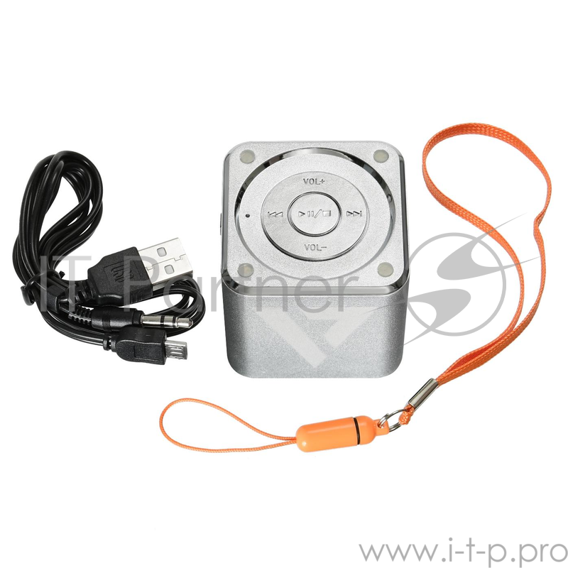 Колонка портативная ACD-SP101-SL (MP3 плеер) с аккумулятором, micro USB, USB, microSD, Line-In, FM, silver. {90}