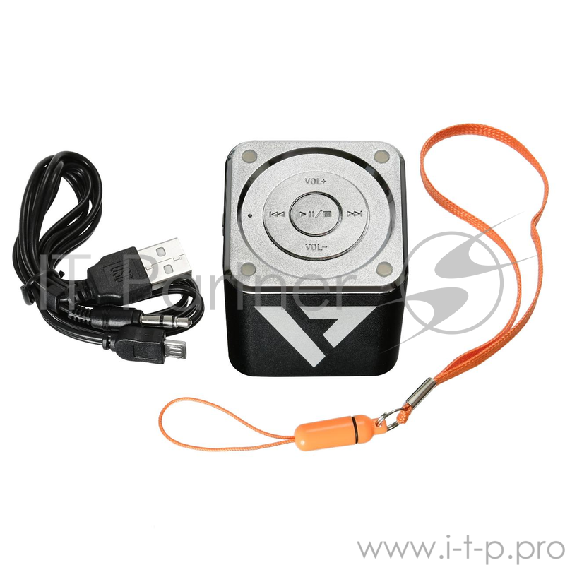 Колонка портативная ACD-SP101-B (MP3 плеер) с аккумулятором, micro USB, USB, microSD, Line-In, FM, silver. {90}