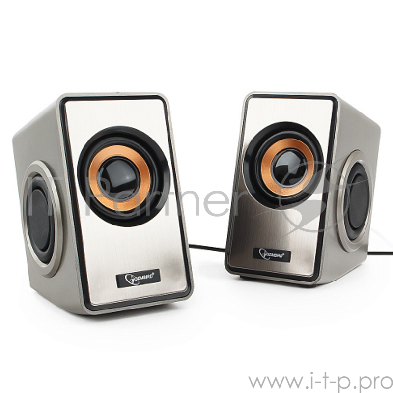 Акустич. система 2.0 Gembird SPK-400, пассивные излучатели, серебристый, 6 Вт, регулятор громкости, USB-питание