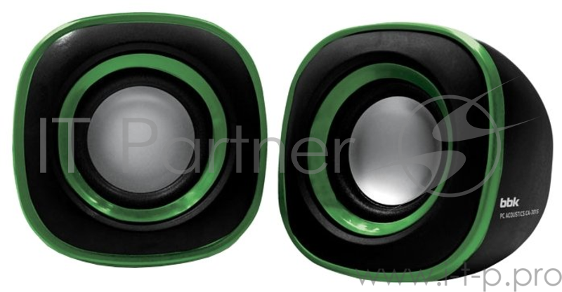 Колонки BBK CA-301S 2.0 черный/зеленый 3Вт