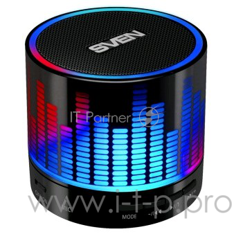 Портативная колонка SVEN PS-47(3 Вт, встроенный аккумулятор, FM-тюнер, USB, microSD) черный
