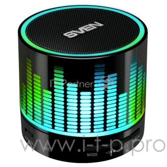 Портативная колонка SVEN PS-47(3 Вт, встроенный аккумулятор, FM-тюнер, USB, microSD) черный