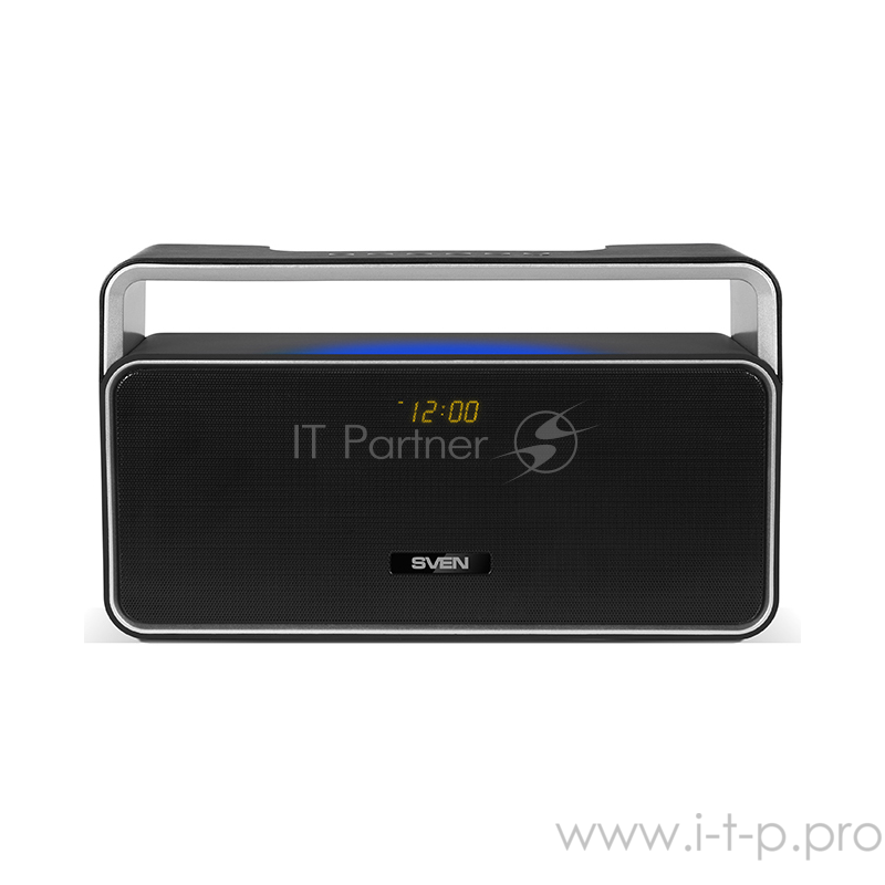 Акустическая система SVEN PS-185, черный, акустическая система 2.0, мощность 2x5 Вт (RMS), Bluetooth, FM, USB, microSD, LED-дисплей, часы, будильник, ручка для переноски, встроенный аккумулятор) SVEN PS-185, черный, акустическая система 2.0, мощность