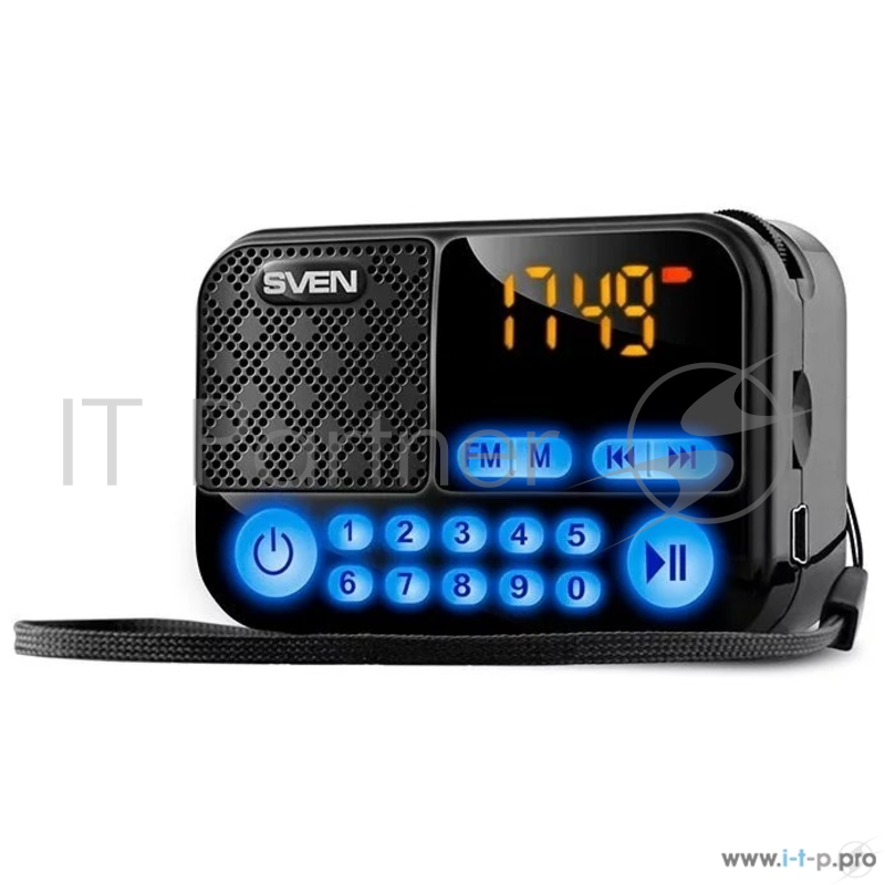 SVEN PS-25, черный (3 Вт, FM-тюнер, USB, microSD, LED-дисплей,