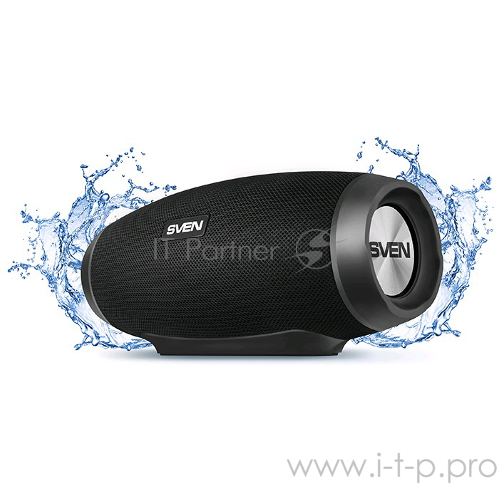 Портативная колонка Sven PS-230 2.0 black (2x6W, IPx5, мобильные, USB, Bluetooth, micro SD, FM-радио, 1500 мA)