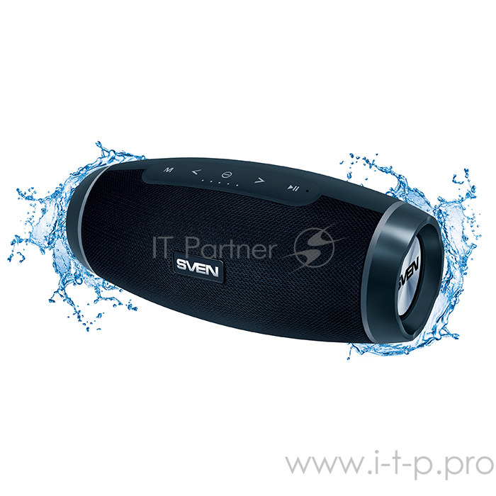 Портативная колонка Sven PS-230 2.0 black (2x6W, IPx5, мобильные, USB, Bluetooth, micro SD, FM-радио, 1500 мA)