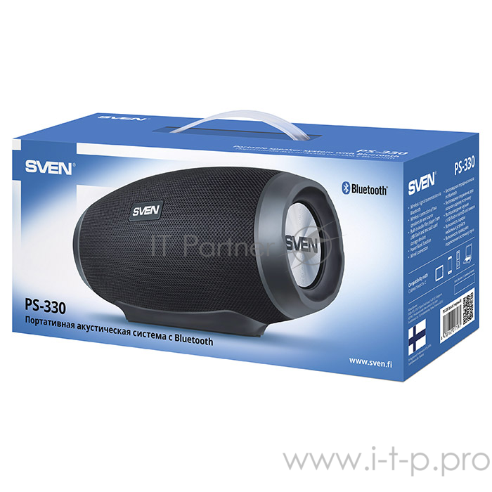 Портативная колонка Sven PS-330 2.1 black (16W + 2x7W, мобильные, mini Jack, USB, Bluetooth, micro SD, 2 x 2200 мA, зарядка мобильных устройств)