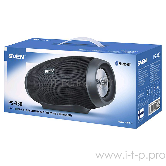 Портативная колонка Sven PS-330 2.1 black (16W + 2x7W, мобильные, mini Jack, USB, Bluetooth, micro SD, 2 x 2200 мA, зарядка мобильных устройств)