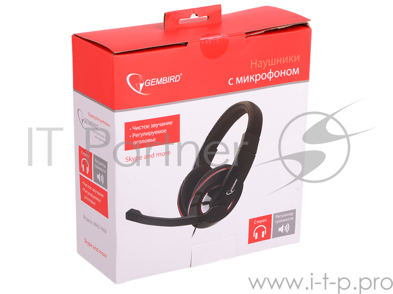 Наушники Gembird MHS-780B Гарнитура стерео , черный, регулятор громкости