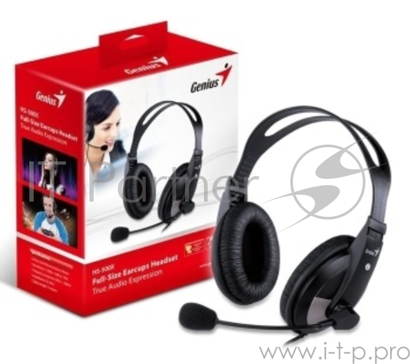 Наушники с микрофоном Genius HS-505X черный 1.5м