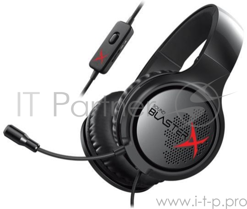 Наушники с микрофоном Creative Sound BlasterX H3 черный 1.2м мониторы оголовье (70GH034000000)