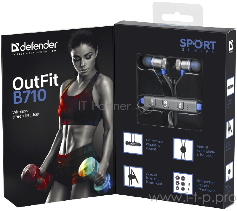 Гарнитура Defender OutFit B710 черный+синий, Bluetooth