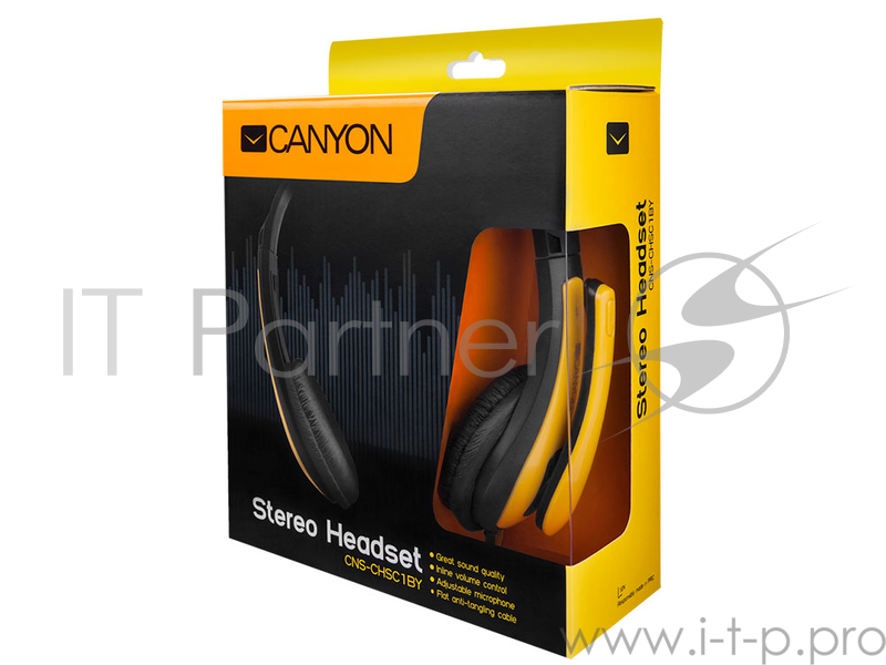 Гарнитура CANYON CNS-CHSC1BY (дуговые закрытые), Черный/желтый
