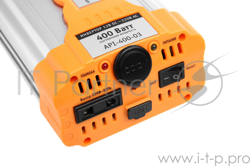 Инвертор AIRLINE API-400-03 Инвертор 12В-220В, 400 Вт (16763)(AIRLINE API-400-03 Инвертор 12В-220В, 400 Вт (16763))