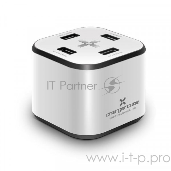 Зарядная станция Bliss Chargercube 220V-5V USB 4 портов, 8.6A суммарно (4*2.4A(max))+USB2.0 HUB