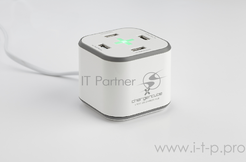 Зарядная станция Bliss Chargercube 220V-5V USB 4 портов, 8.6A суммарно (4*2.4A(max))+USB2.0 HUB