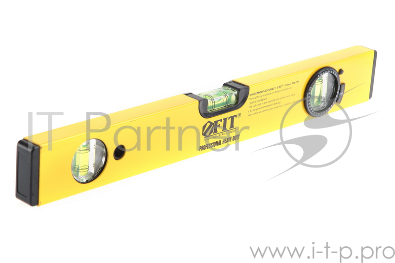 Уровень FIT 18244 профи усиленный 2 глазка + 1 глазок поворот. магнит. желтый 400мм