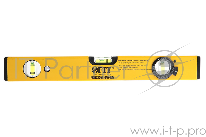 Уровень FIT 18244 профи усиленный 2 глазка + 1 глазок поворот. магнит. желтый 400мм