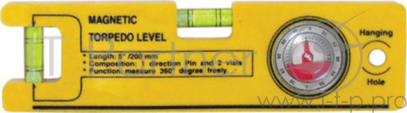 Уровень FIT 18603 ''Мини'' 200мм, пластиковый, с угломером