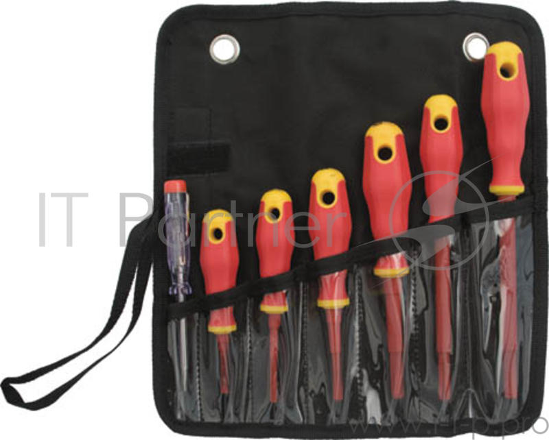 Набор отверток FIT 56130 изолир.CrV, 1000 В,в нейл.конв., с прорез.ручкой, набор 6 шт.+ 1 шт.индик.