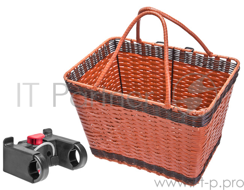 Велокорзина JL-106 передняя с быстросъём. крепл., с ручками, плетёная, сталь/пластик, коричневая Велокорзина JL-106 передняя универсальная, с быстросъёмным креплением, с ручками для переноски, плетёная, материал сталь/пластик, коричневая