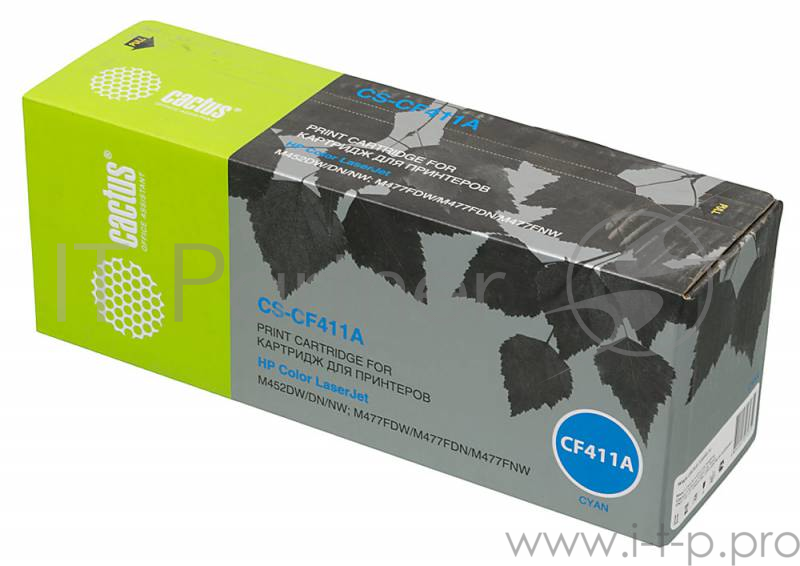 Картридж Cactus (CF411A) для HP LJ M452DW/DN/NW, M477FDW/M477FDN/M477FNW, №410A C, 2.3K