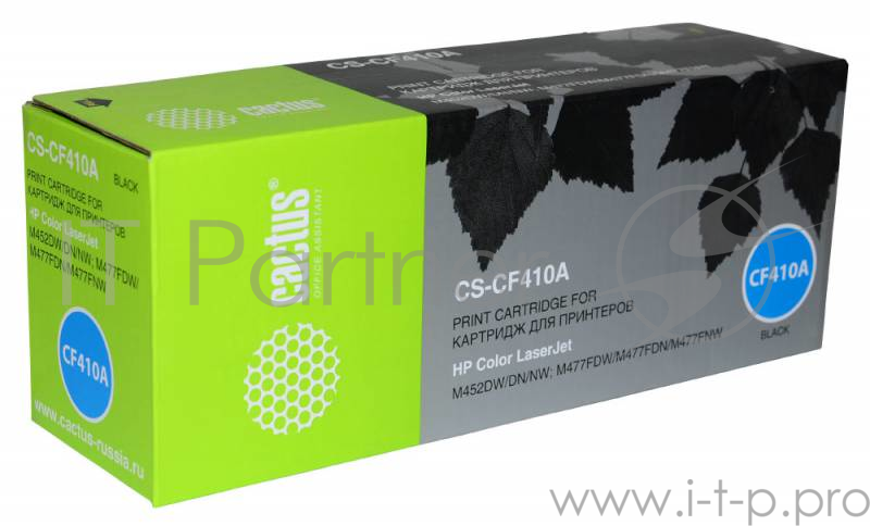 Картридж Cactus (CF410A) для HP LJ M452DW/DN/NW, M477FDW/M477FDN/M477FNW, №410A Bk, 2.3K