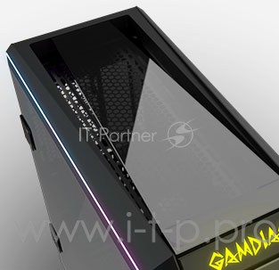 Игровой корпус чёрный Gamdias TALOS P1A (E-ATX, закаленное стекло, RGB fan 3x120 мм, 3xUSB 3.0, 2xUSB 2.0, HD Audio)