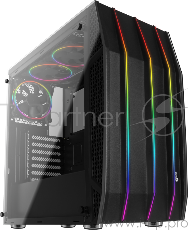 Корпус Aerocool KLAW, ATX, 0,6мм, без БП, окно из закаленного стекла, 228x445,5x461мм (ШxГxВ), USB3.0 x1, USB2.0 x2, пульт ДУ и контроллер для 10х RGB