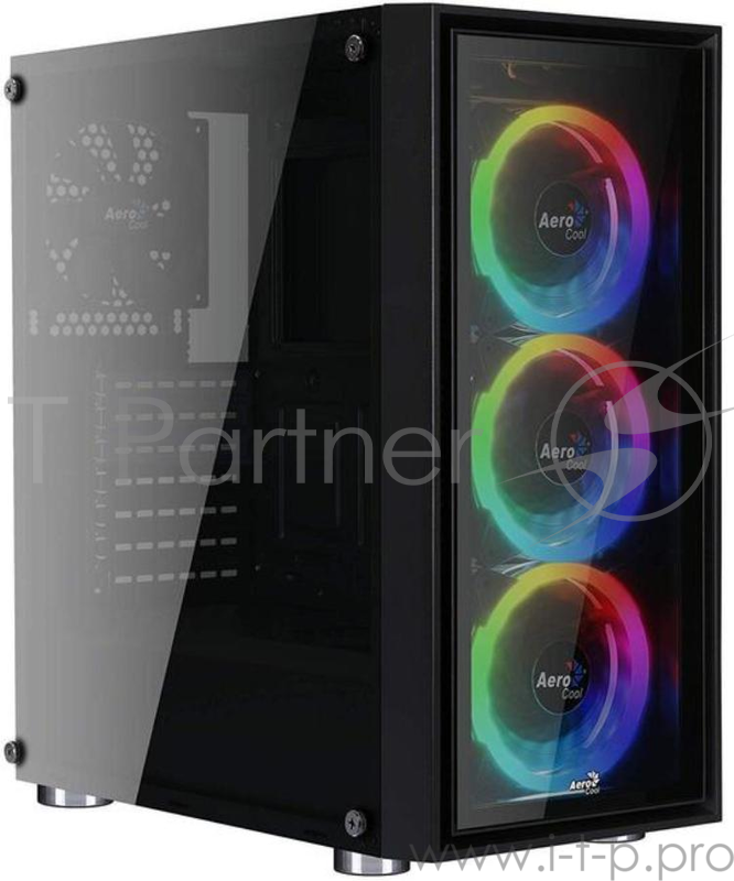 Корпус Aerocool Quartz REVO , ATX, без БП, закаленное стекло спереди и сбоку, 3x 12см RGB, 1х 12см (черный) в комплекте, 1xUSB 3.0, 2xUSB 2.0