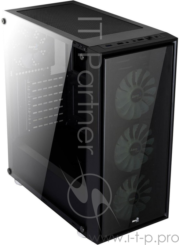 Корпус Aerocool Quartz REVO , ATX, без БП, закаленное стекло спереди и сбоку, 3x 12см RGB, 1х 12см (черный) в комплекте, 1xUSB 3.0, 2xUSB 2.0