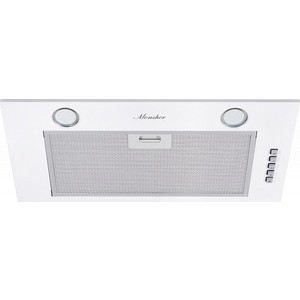 Встраиваемая вытяжка MONSHER INNA 55 W (моноблок), ширина 55 см, отвод/рециркуляция, 650 м3/час, механическое управление, 3 скорости, светодиодное освещение 2х3 Вт, металлические жироулавливающие фильтры, угольный фильтр (опция), цвет белый