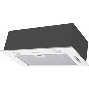 Встраиваемая вытяжка MONSHER INNA 55 W (моноблок), ширина 55 см, отвод/рециркуляция, 650 м3/час, механическое управление, 3 скорости, светодиодное освещение 2х3 Вт, металлические жироулавливающие фильтры, угольный фильтр (опция), цвет белый