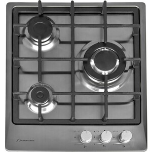 Встраиваемые газовые панели 45 см, газовая, 3 конфорки, независимая, автоподжиг, газ-контроль, 1 WOK конфорка, жиклёры для баллонного газа, чугунная решетка, нержавеющая сталь