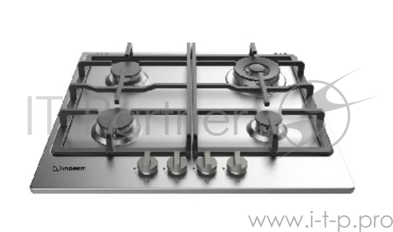 Встраиваемые газовые панели INDESIT 4.1x59x51 см, Газ на металле 60 см 4 конфорки зона с двойным кольцом пламени газ-контроль автоподжиг чугунные решетки цвет: нержавеющая сталь