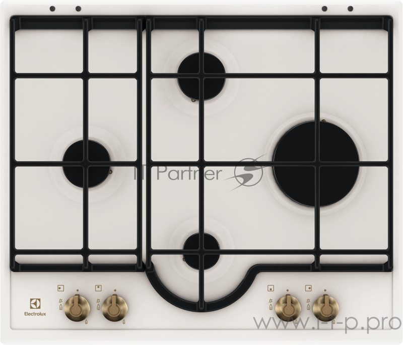 Варочная панель газовая Electrolux GPE 362RBW независимая,газ-контроль,4 газовые конфорки, эмаль, 59.50х51 см, бежевый
