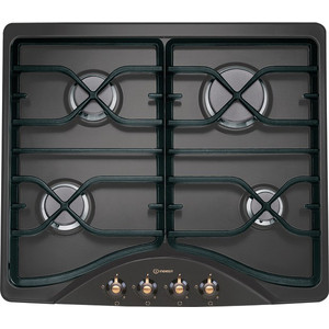 Газовая варочная поверхность Indesit PN641IAN, 4 конфорки, автоподжиг 1 рукой, газ-контроль, чугунные решетки, цвет: антрацит