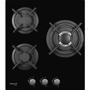Встраиваемые газовые панели Weissgauff Газ, 45x51 см, газовая, закаленное стекло, независимая, электроподжиг, газ-контроль, чугунные решетки, в комплекте - подставка WOK, черная